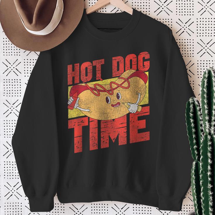 Hot Dog Adult Vintage Hot Dog Time Sweatshirt Gifts for Old Women