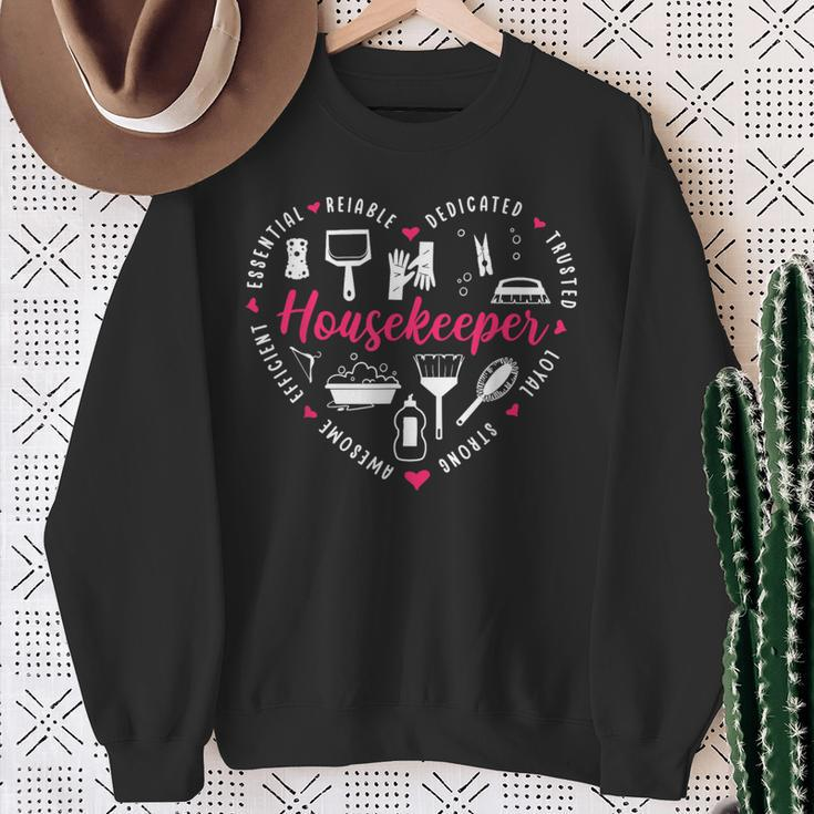 Housekeeper Heart Cleaning Lady Housekeeping Sweatshirt Gifts for Old Women