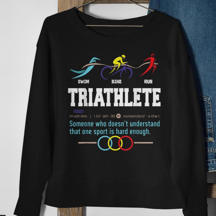 Humorous Triathlon Sports Cycling Running Sweatshirt Gifts for Old Women