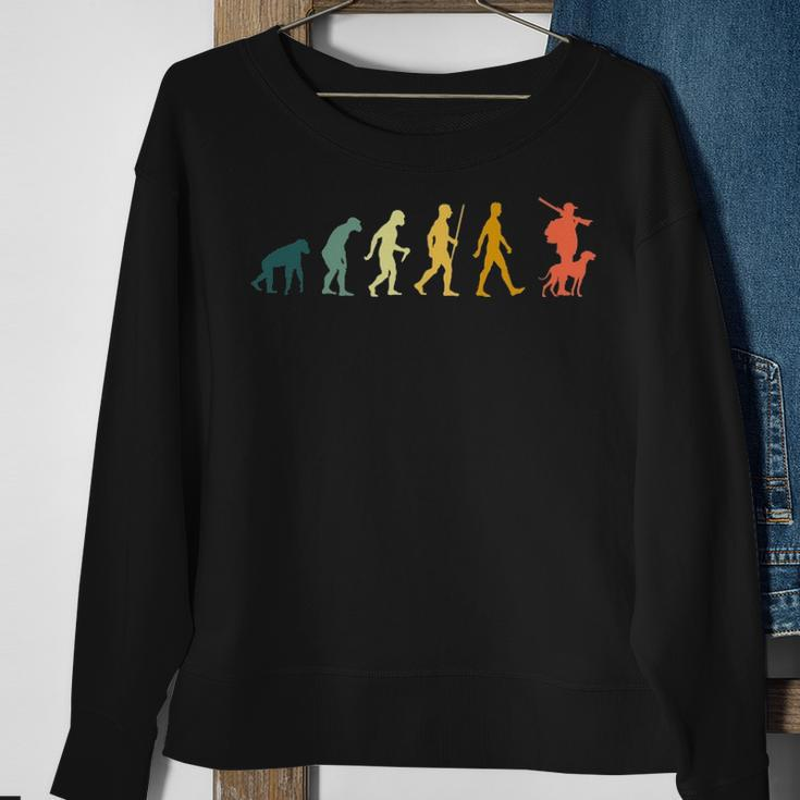 Hunting Dog Evolution Hunter With Dog Retro Hunting Dogs Sweatshirt Gifts for Old Women