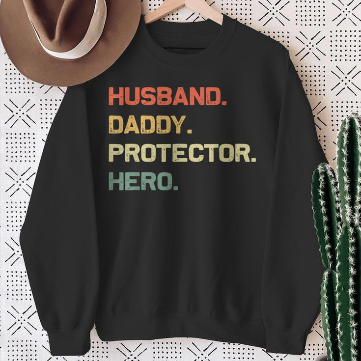 Husband Daddy Protector Hero Fathers Day Retro For Dad Sweatshirt Gifts for Old Women
