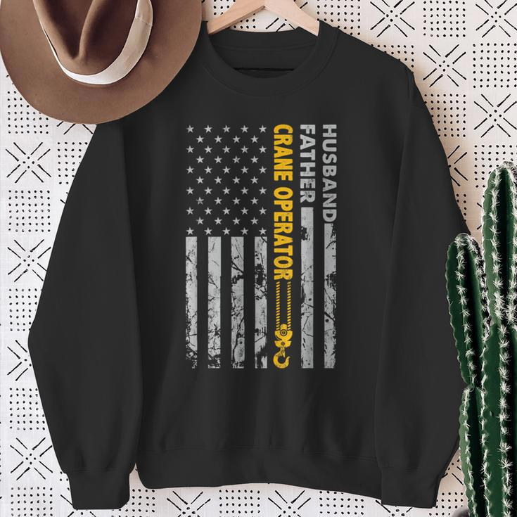 Husband Father Crane Operator Usa Flag Fathers Day Sweatshirt Gifts for Old Women