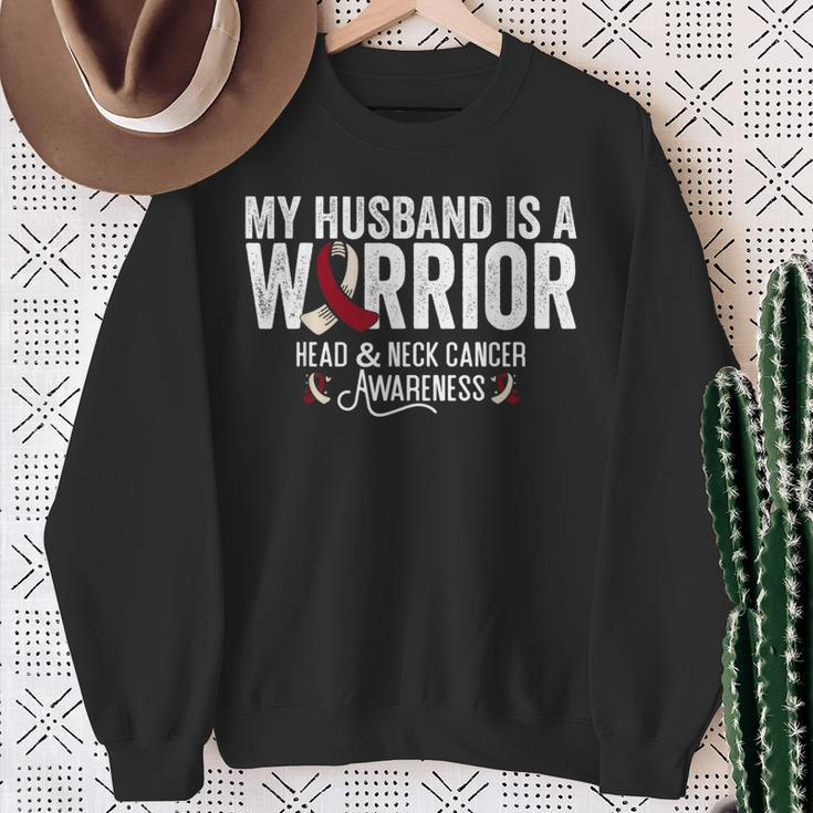 My Husband Is A Warrior Oral Head & Neck Cancer Awareness Sweatshirt Gifts for Old Women