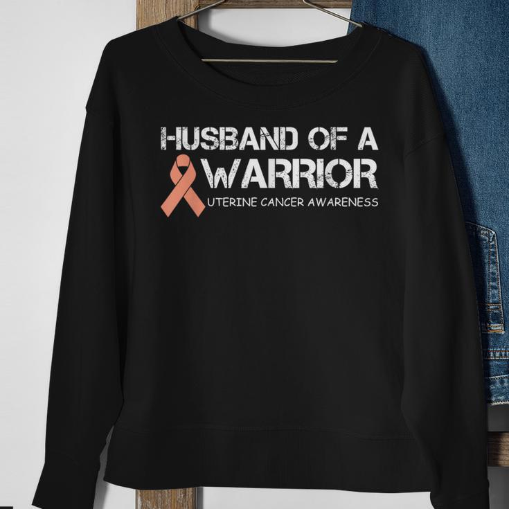 Husband Of A Warrior Uterine Cancer Awareness Sweatshirt Gifts for Old Women