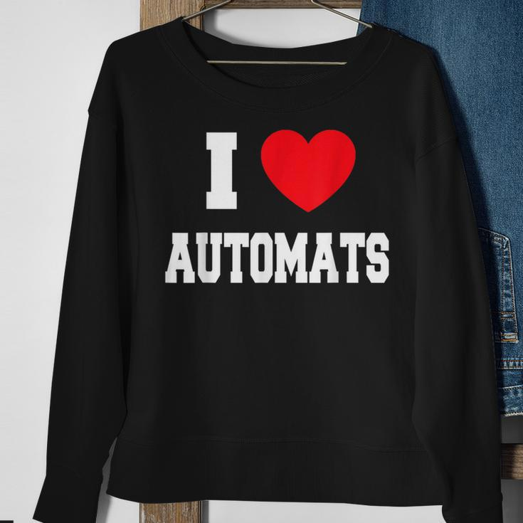 I Love Automats Schwarzes Sweatshirt, Herz-Motiv Design Geschenke für alte Frauen