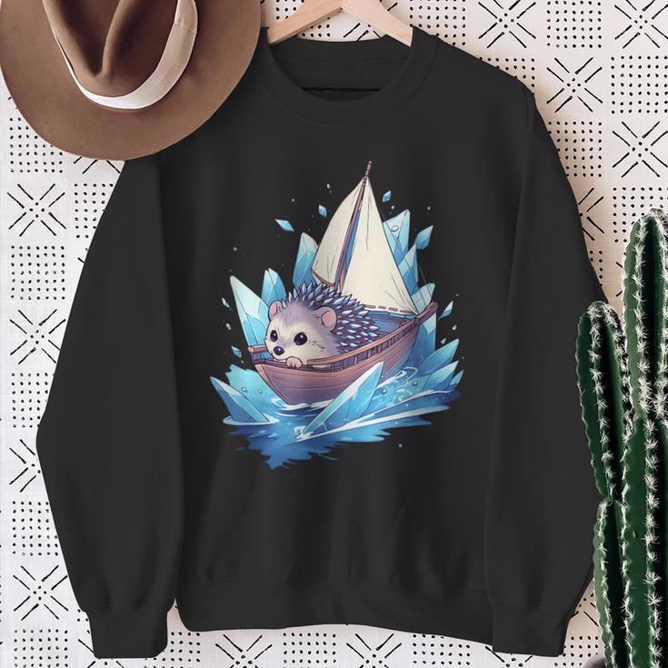 Ice Sailing Hedgehog Ice Sailing Ice Boating Yachting Sweatshirt Geschenke für alte Frauen