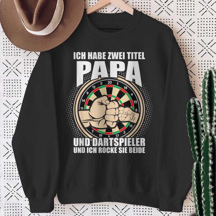 Ich Habe Zwei Titel Papa Und Dartspiel German Sweatshirt Geschenke für alte Frauen