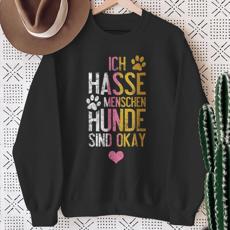 Ich Hasse Menschen Hunde Sind Ok Heart Vintage S Sweatshirt Geschenke für alte Frauen