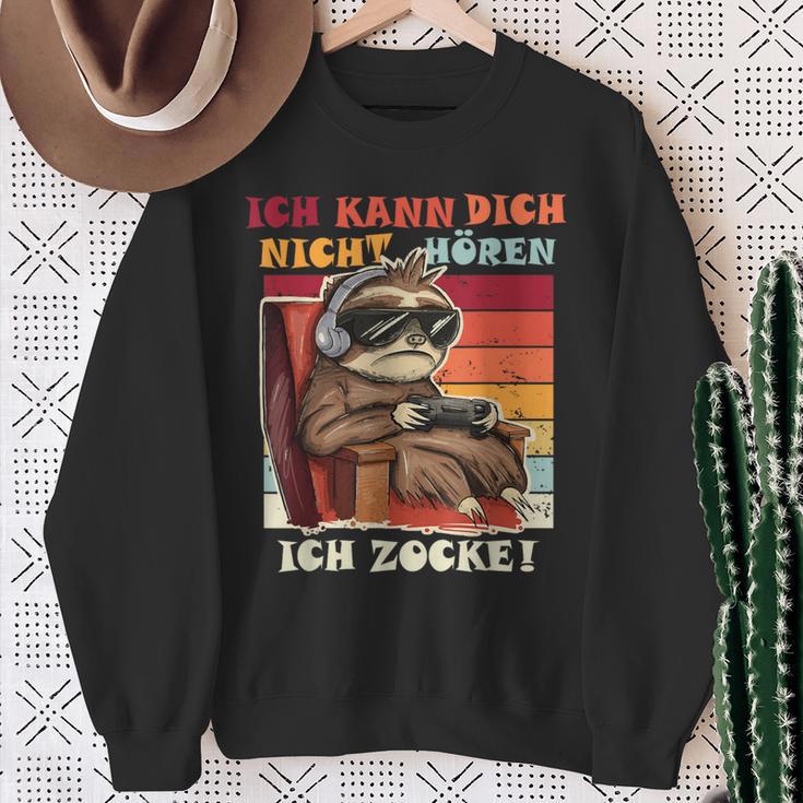 Ich Kann Dich Nicht Hören Ich Zocke Gamer Faultier Sweatshirt Geschenke für alte Frauen