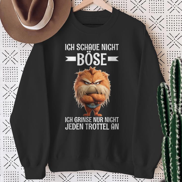 Ich Schaue Nicht Böse Grinse Nicht Jeden Trottel An Kater German Sweatshirt Geschenke für alte Frauen