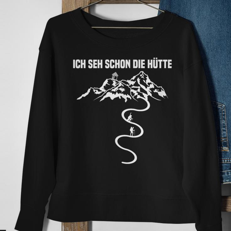 Ich Seh Schon Die Hütte Trekking Nordic Walking Schwarzes Sweatshirt Geschenke für alte Frauen