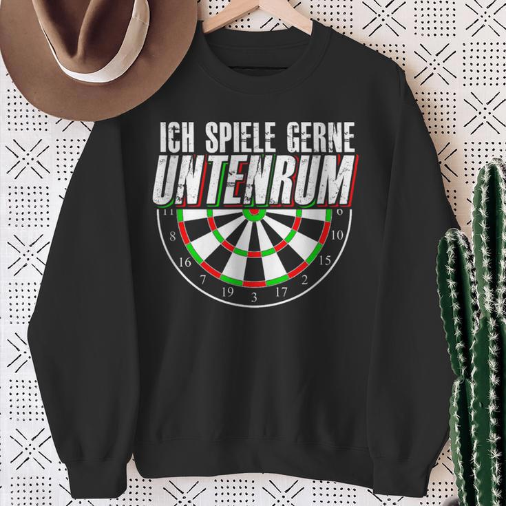 Ich Spiel Gerne Unterrum Dart Ich Spiel Gerne Down Sweatshirt Geschenke für alte Frauen