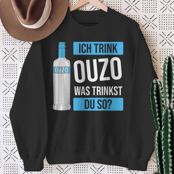 Ich Trink Ouzo Was Trinkst Du So Greece Schnaps Ouzo Sweatshirt Geschenke für alte Frauen