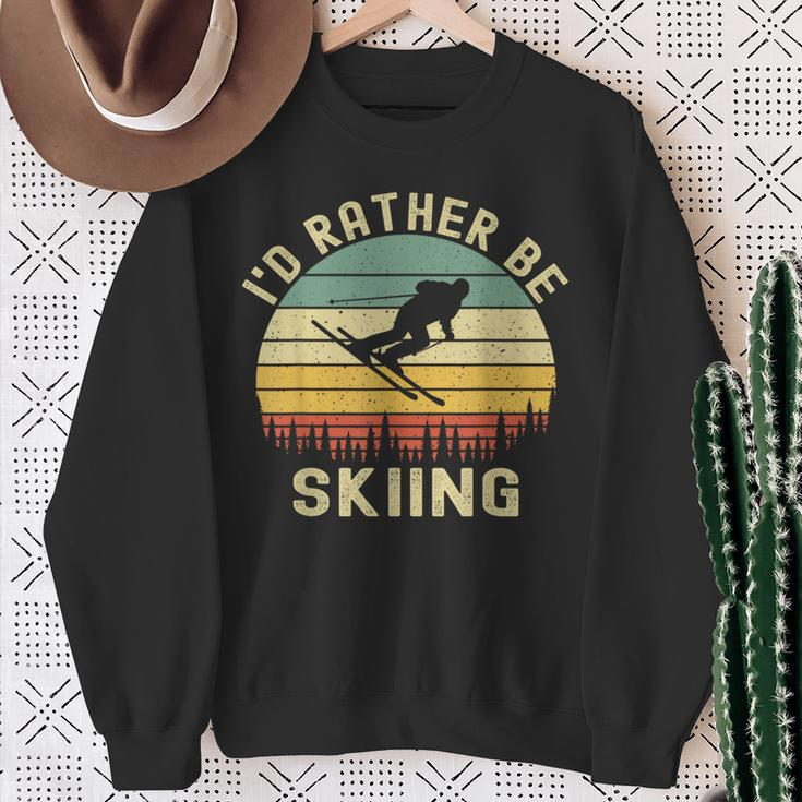 I'd Rather Be Skiing Retrointage Skifahrer Ski Herren Papa Jungen Sweatshirt Geschenke für alte Frauen