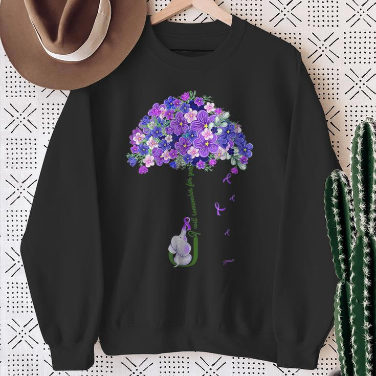 I'll Remember For You Purple Elephant Alzheimer's Awareness Sweatshirt Gifts for Old Women