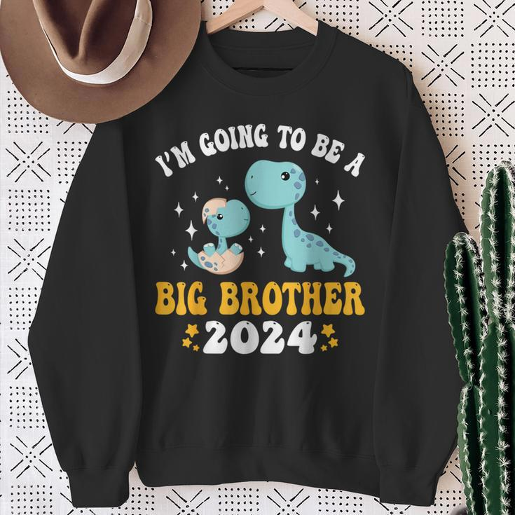 I'm Going To Be A Big Brother 2024 Announcement Dinosaur Sweatshirt Gifts for Old Women