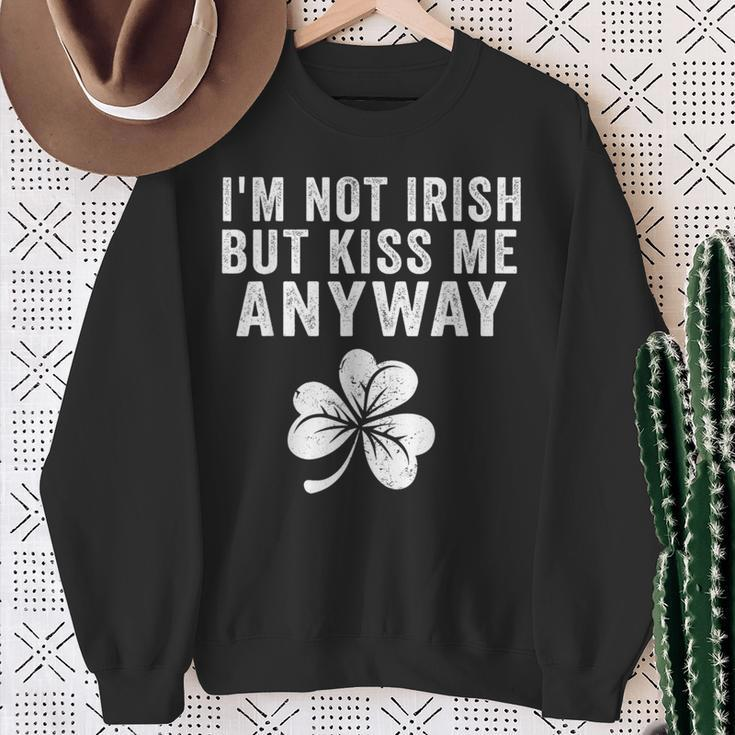 I'm Not Irish But Kiss Me Anyway St Patrick's Day Sweatshirt Gifts for Old Women