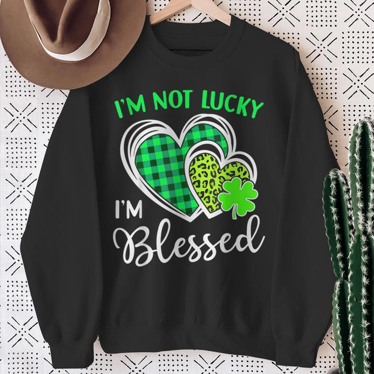 I'm Not Lucky I'm Blessed St Patrick's Day Christian Sweatshirt Gifts for Old Women