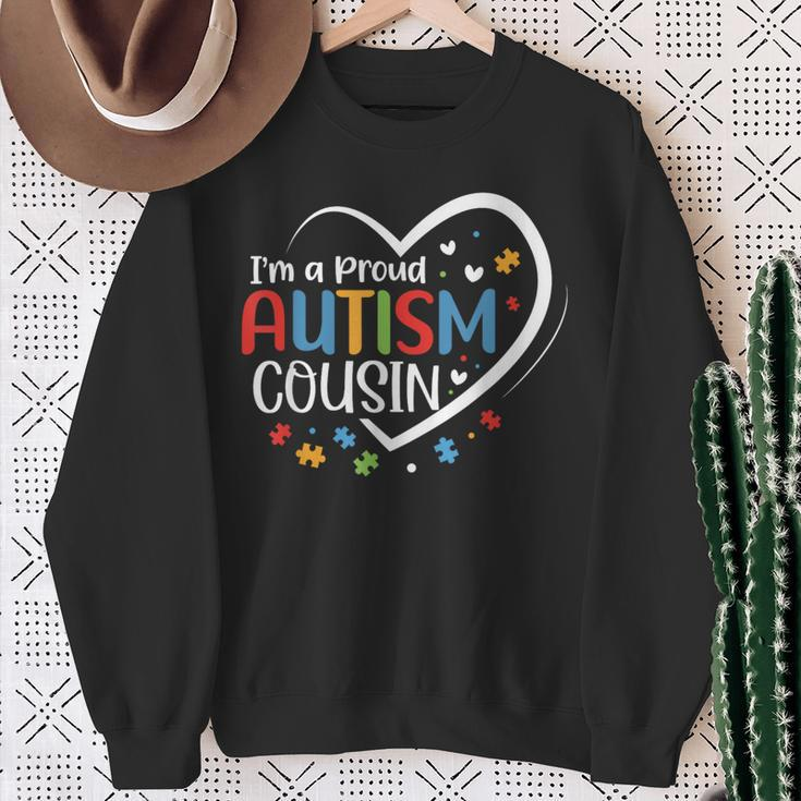 I'm A Proud Cousin Love Heart Autism Awareness Puzzle Sweatshirt Gifts for Old Women