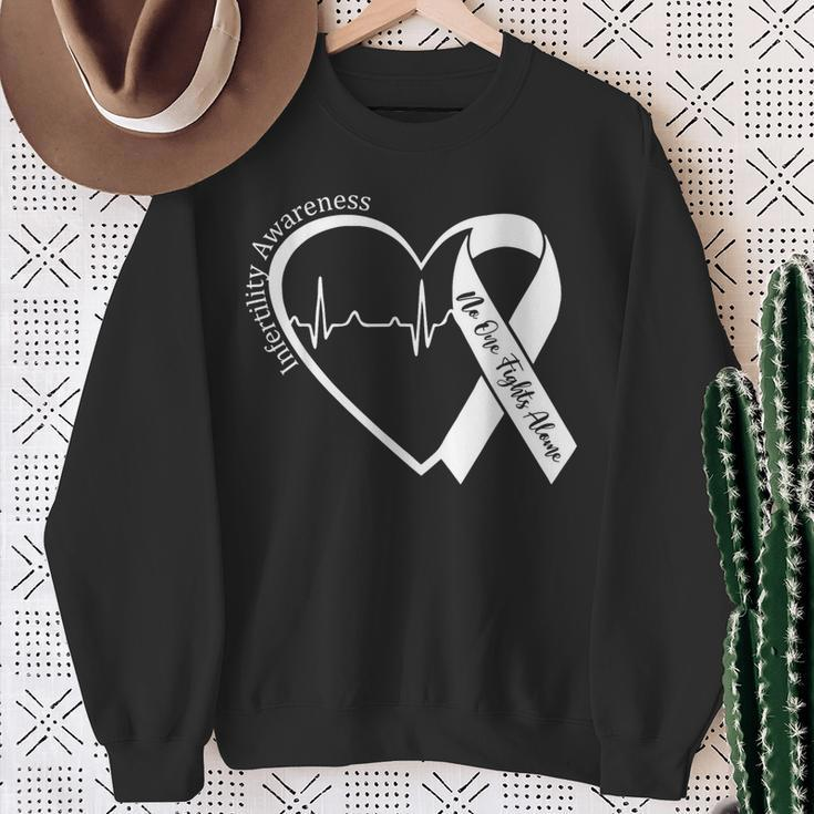 Infertility Awareness Heart Orange Ribbon Ivf Transfer Day Sweatshirt Gifts for Old Women