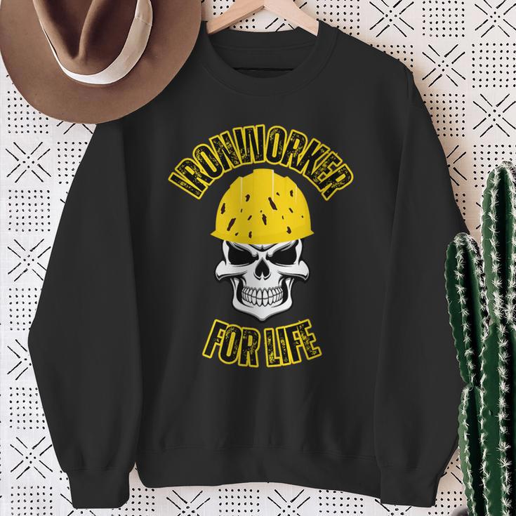 Iron Worker Proud Blue Collar Hard Worker Union Job Badass Sweatshirt Gifts for Old Women