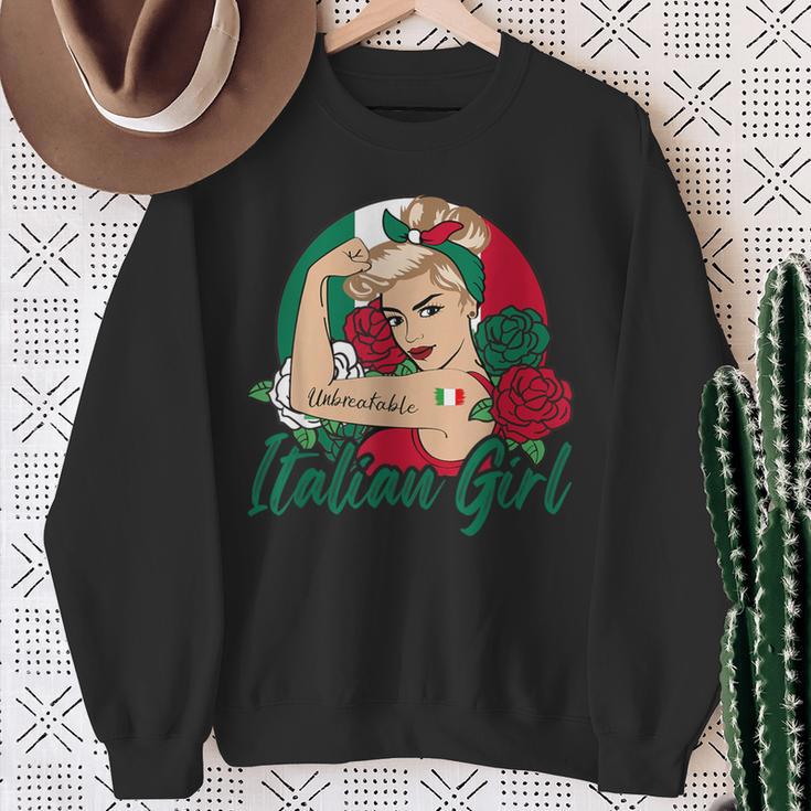 Italienisches Mädchen Retro-Sweatshirt, Stolzes Design im Vintage-Stil Geschenke für alte Frauen