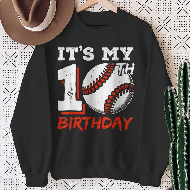 It's My 10Th Birthday Baseball Player 10 Years Old Boys Bday Sweatshirt Gifts for Old Women