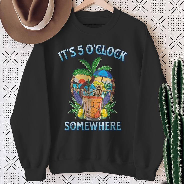 It's 5 O’Clock Somewhere Summer Retro Sunset Drinking Sweatshirt Gifts for Old Women