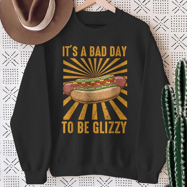 It’S A Bad Day To Be A Glizzy Vintage Hot Dog Sweatshirt Gifts for Old Women