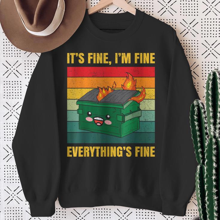 It's Fine I'm Fine Everything's Fine Lil Dumpster Fire Sweatshirt Gifts for Old Women