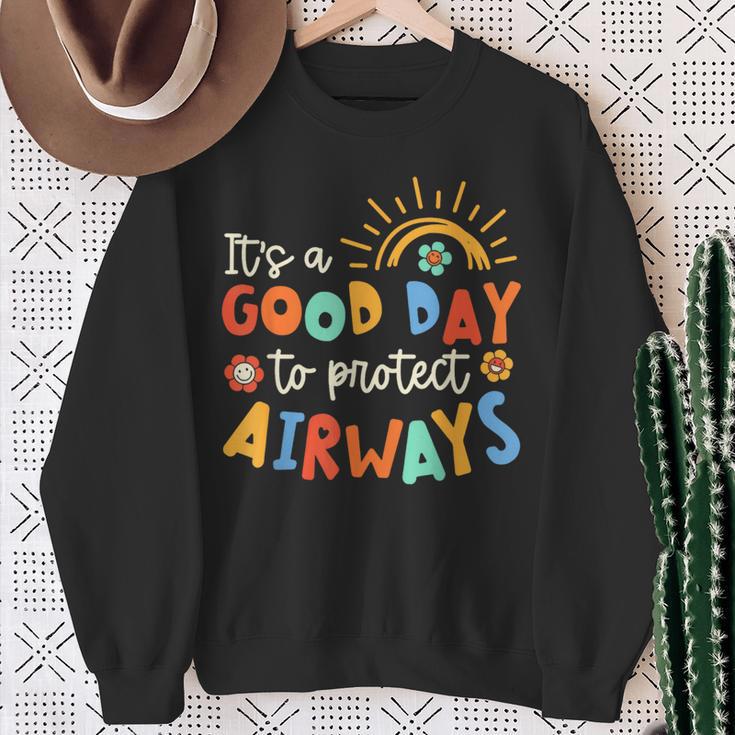 It's A Good Day To Protect Airways Respiratory Therapist Sweatshirt Gifts for Old Women