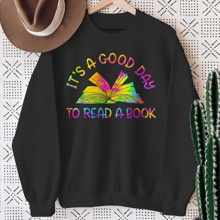 It’S A Good Day To Read A Book Lovers Library Reading Tiedye Sweatshirt Gifts for Old Women