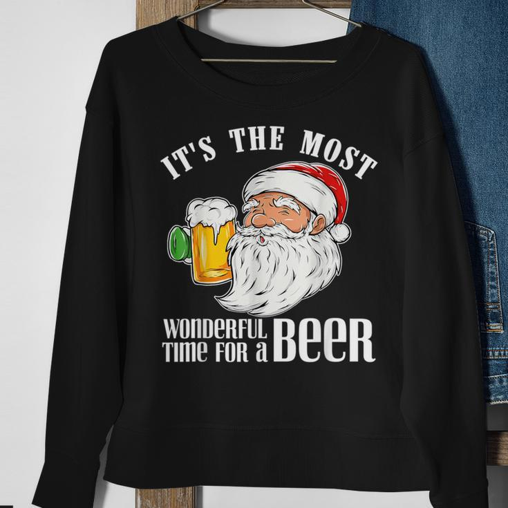 It's The Most Wonderful Time For A Beer Christmas Santa Sweatshirt Gifts for Old Women