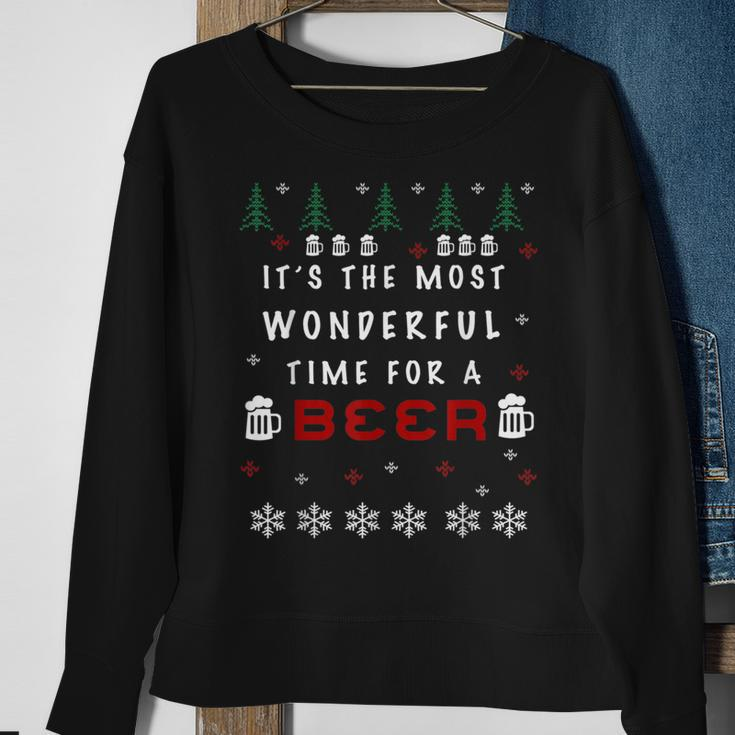 It's The Most Wonderful Time For A Beer Ugly Christmas Sweatshirt Gifts for Old Women
