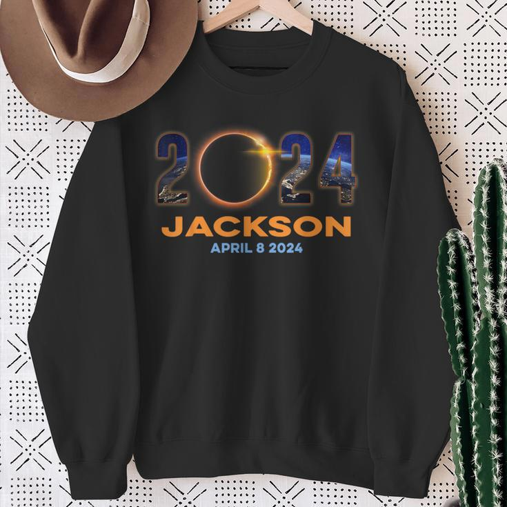 Jackson Total Solar Eclipse 2024 Sweatshirt Gifts for Old Women