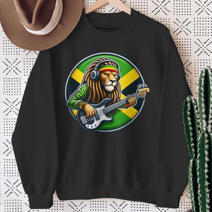 Jamaica Rastafarian Lion Playing Guitar Reggae Jamaican 2024 Sweatshirt Gifts for Old Women