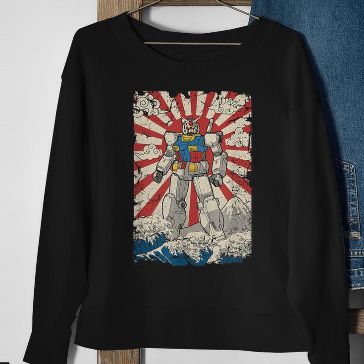 Japanese Mecha Anime Robot Kanagawa Great Wave Manga Sweatshirt Gifts for Old Women