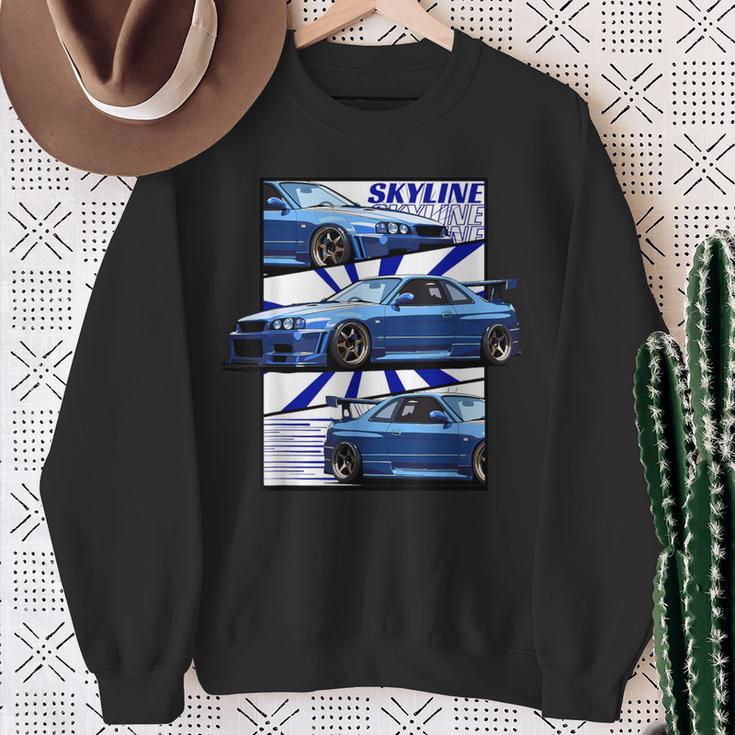 Jdm R34 Motorsport Car Drift Sky Line Car Comic Style Japan Sweatshirt Gifts for Old Women