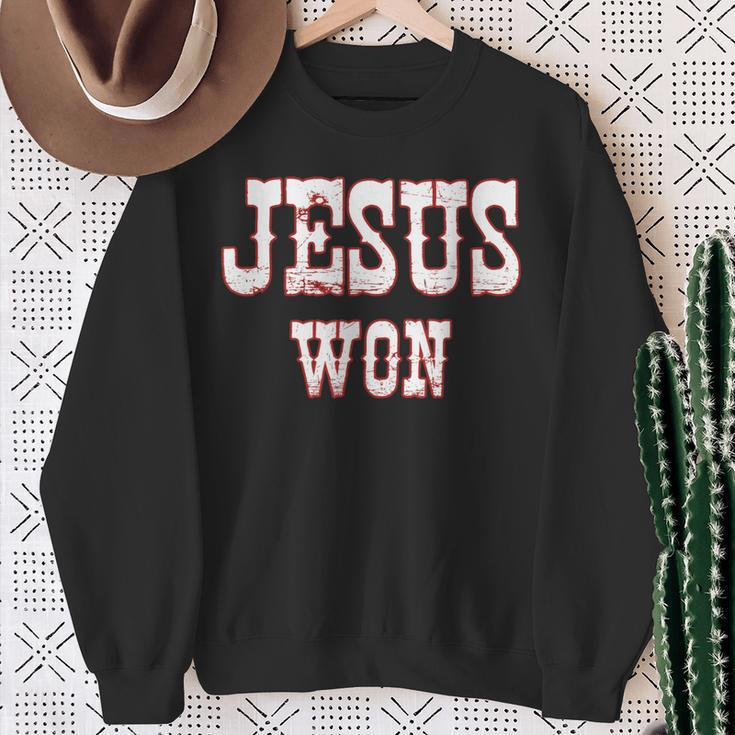Jesus Won Texas Christianity Religion Jesus Won Texas Sweatshirt Gifts for Old Women