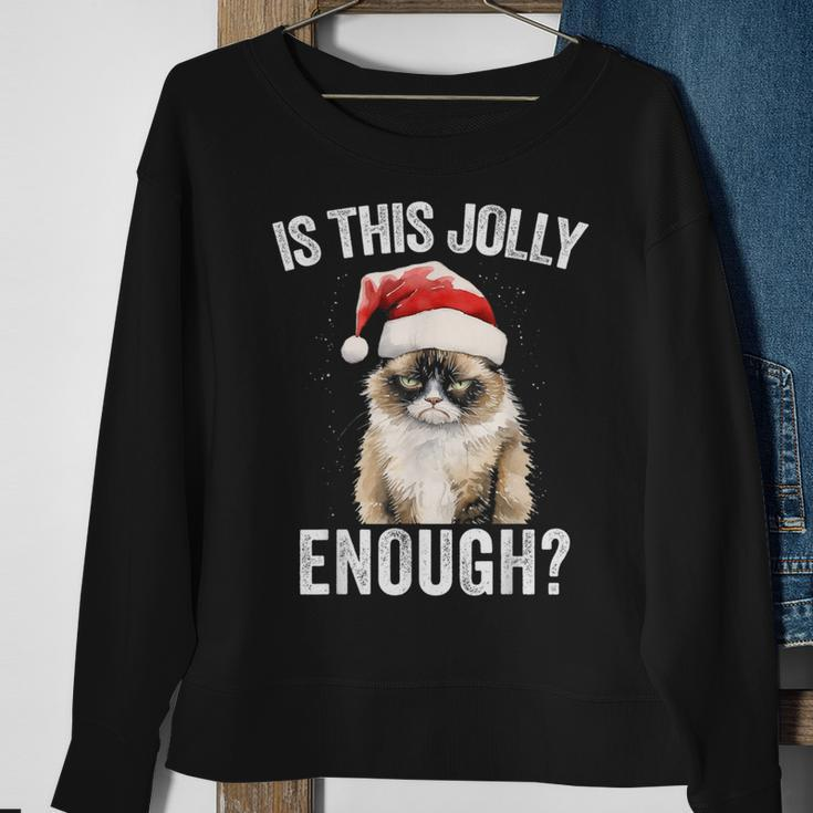 Is This Jolly Enough Christmas Cat Santa Hat Grumpy Sweatshirt Gifts for Old Women