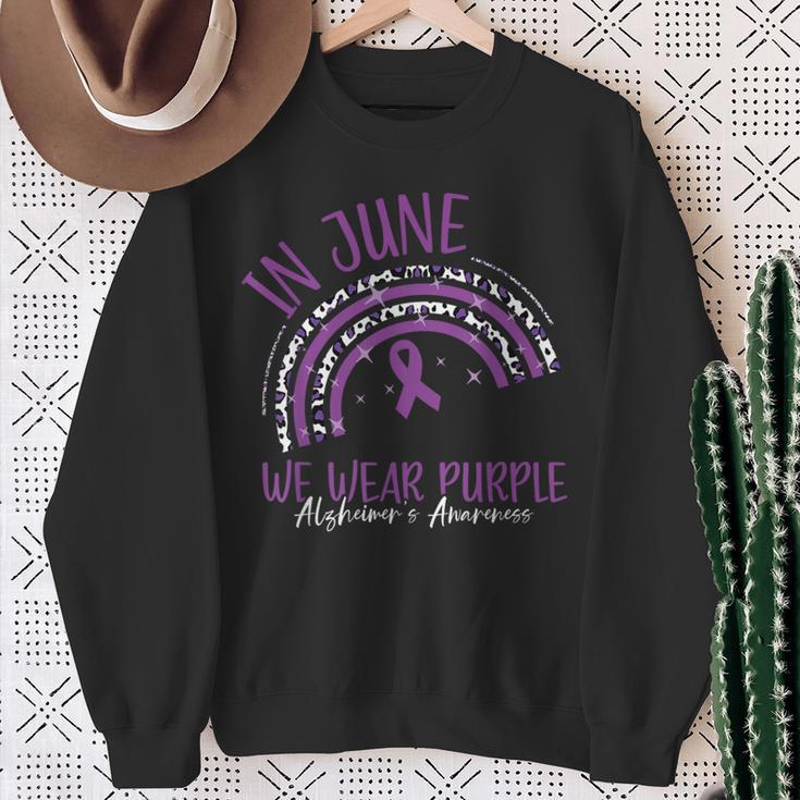 In June We Wear Purple Alzheimer Awareness Month Sweatshirt Gifts for Old Women