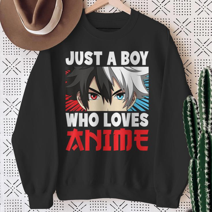 Just A Boy Who Loves Anime Japanese Anime Boy Manga Sweatshirt Gifts for Old Women