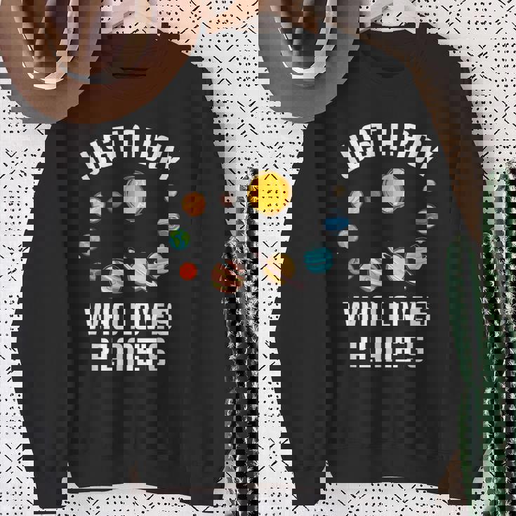 Just A Boy Who Loves Planets Sweatshirt Gifts for Old Women