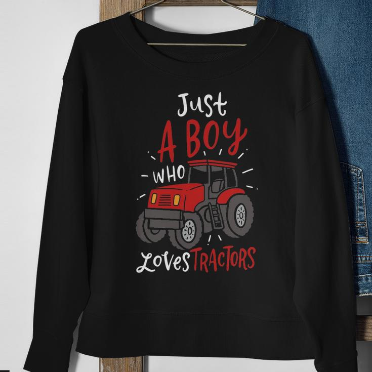 Just A Boy Who Loves Tractors Sweatshirt Gifts for Old Women