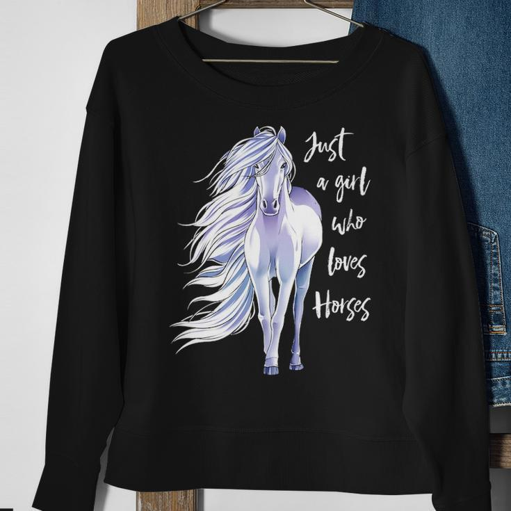 Just A Girl Who Loves Horses Horse Riding Women Sweatshirt Gifts for Old Women