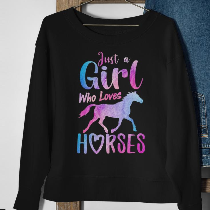 Just A Girl Who Loves Horses Riding Cute Horse Girls Women Sweatshirt Gifts for Old Women