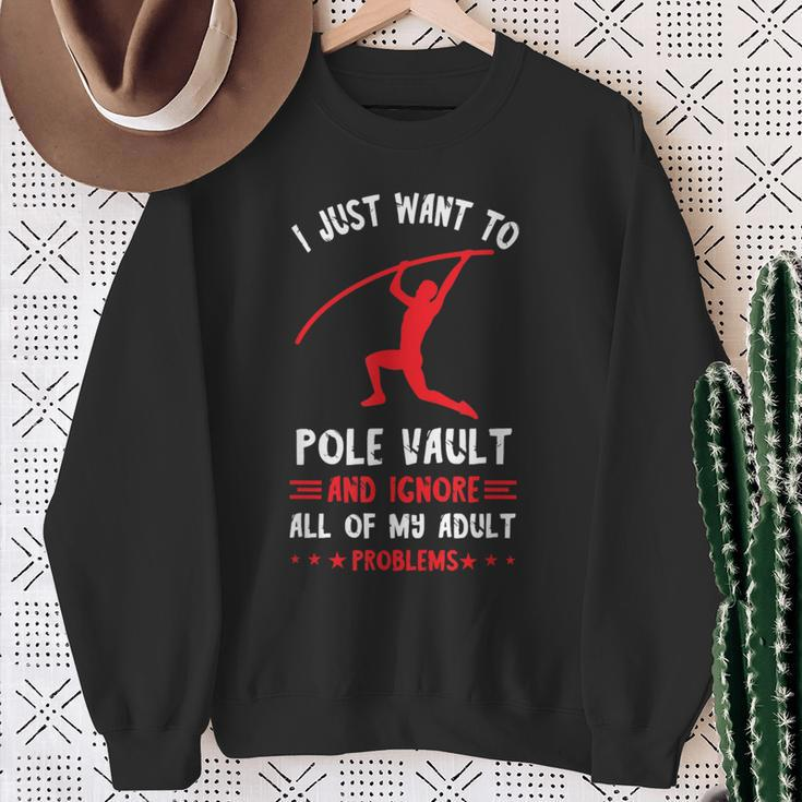 I Just Want To Pole Vaulting Track And Field Pole Vault Sweatshirt Gifts for Old Women