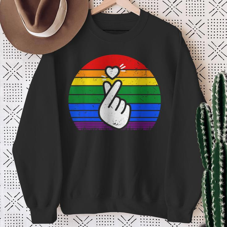 K-Pop Heart Hand Lgbt Gay Pride Retro Vintage Lgbtq Pride Sweatshirt Gifts for Old Women