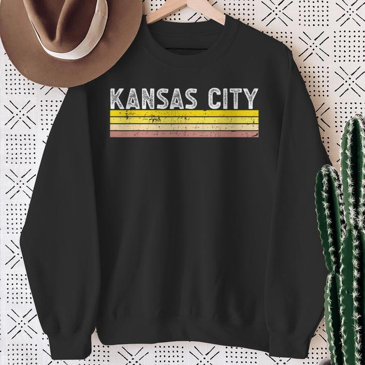 Kansas City Missouri Retro 3 Stripes Distressed Kansas City Sweatshirt Gifts for Old Women
