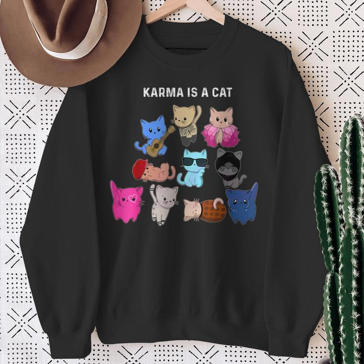 Karma Is A Cat Cat Cat Lovers Sweatshirt Gifts for Old Women